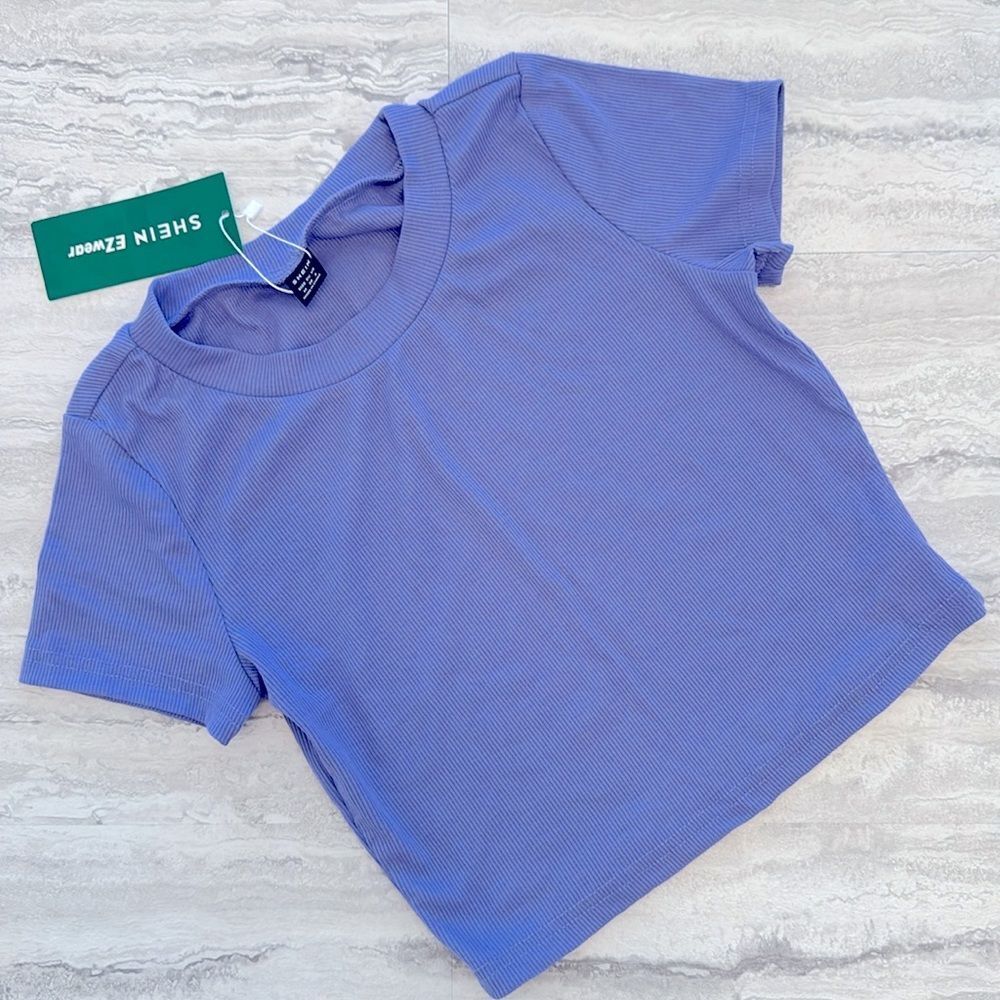 SHEIN Purple Ribbed Crop Top